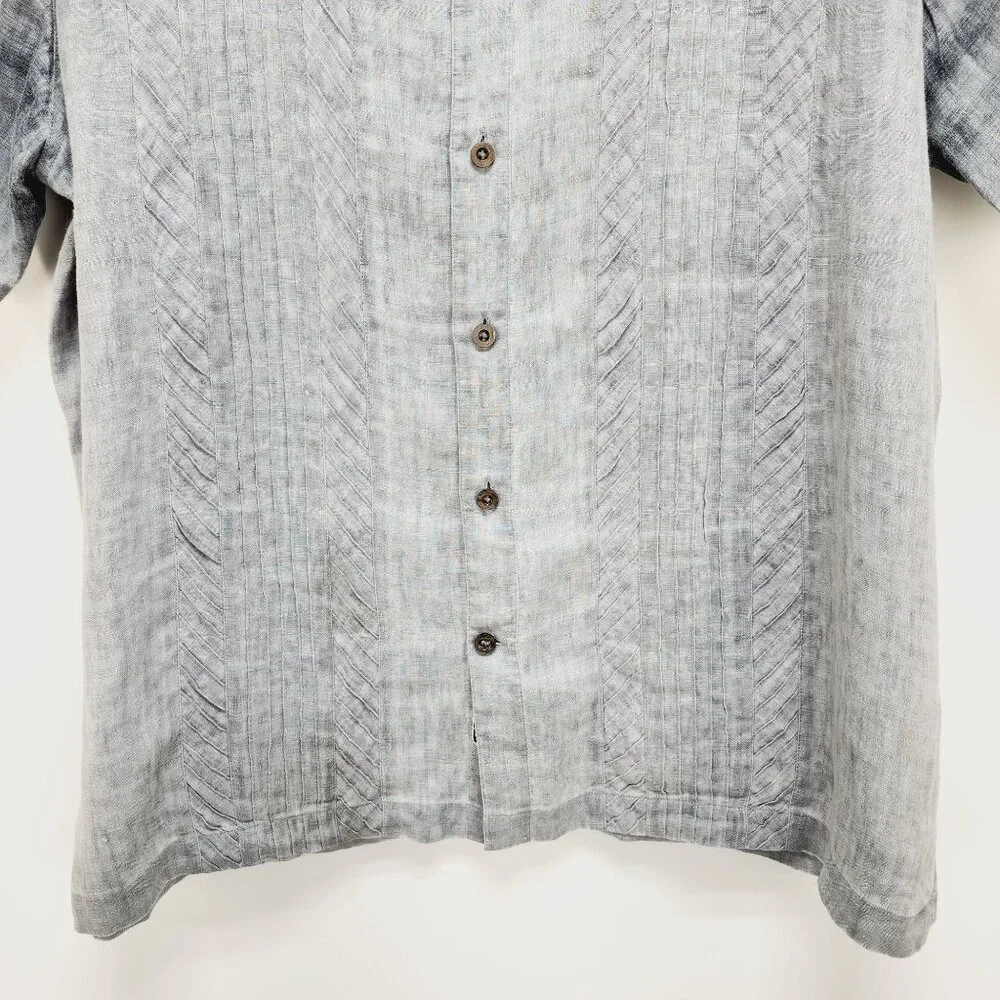 Nat Nast shirt American Fit Luxury Gray Short Sleeve Button-Up  L 100% Linen - Picture 7 of 8